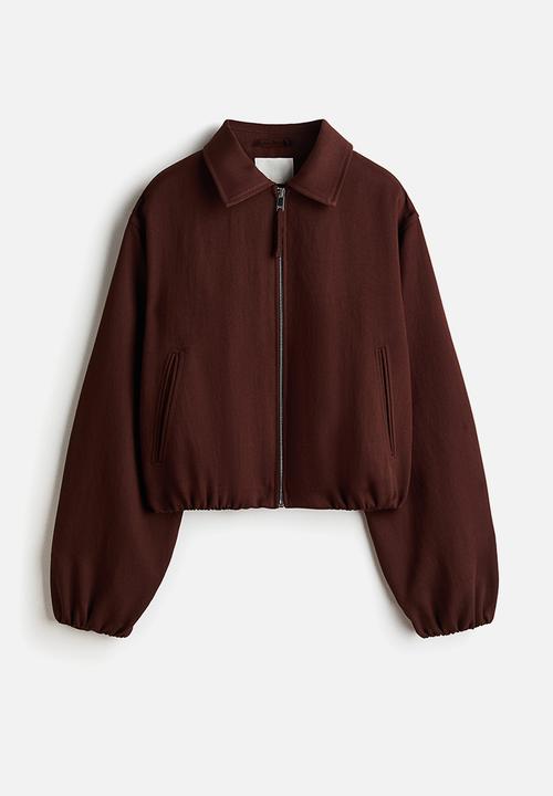 H&M - Oversized bubble-hem jacket - dark rust brown