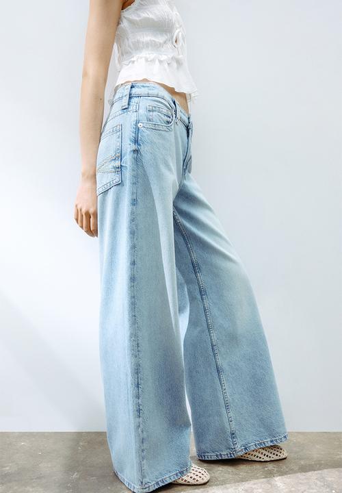 H&M - Baggy wide low waist jeans - light denim blue