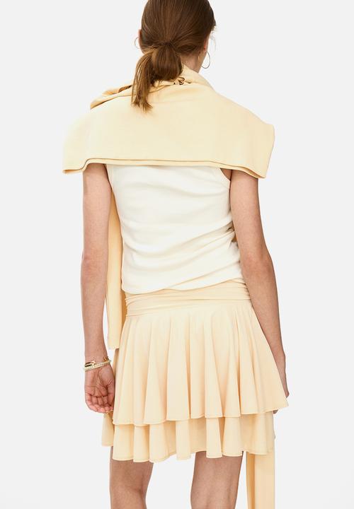 H&M - Tiered tie-belt skirt - light yellow