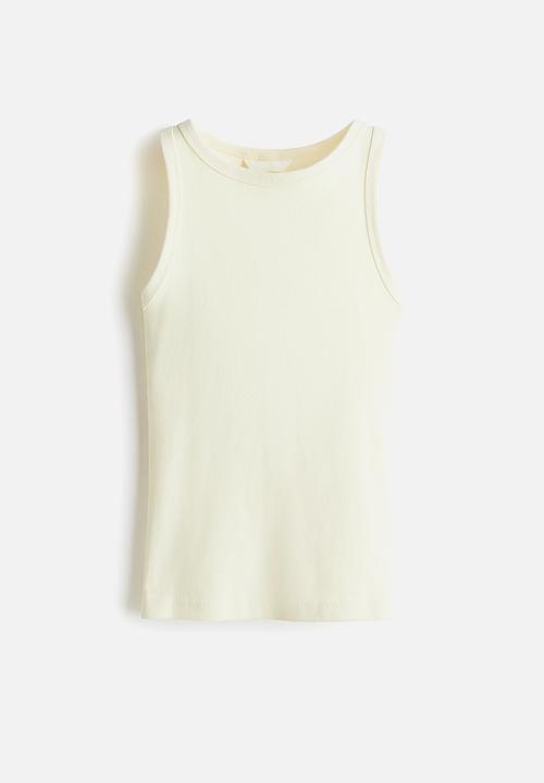 H&M - Ribbed cotton vest top - light yellow