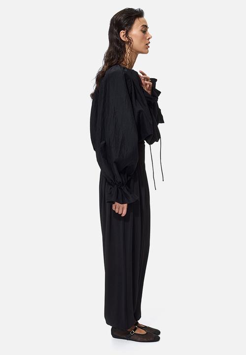 H&M - Pleated barrel-leg trousers - black