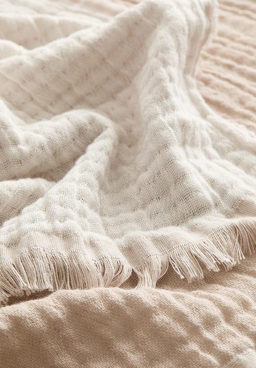 H&M - Cotton muslin blanket - white/light beige