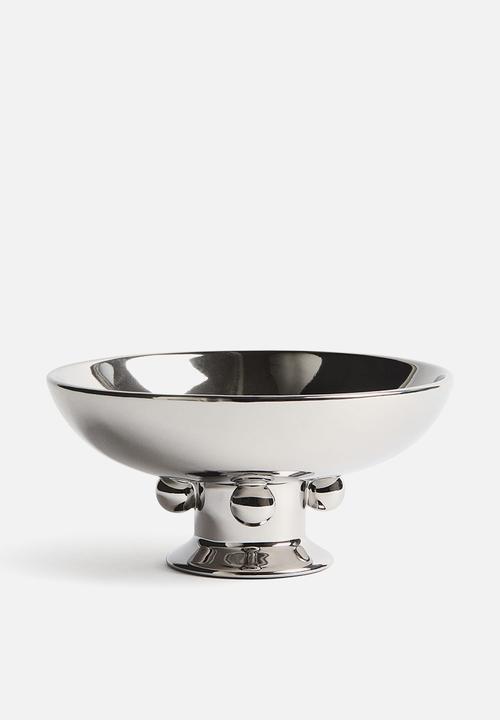 H&M - Footed stoneware bowl - silver-coloured