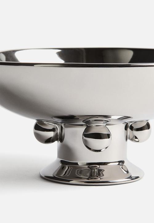 H&M - Footed stoneware bowl - silver-coloured
