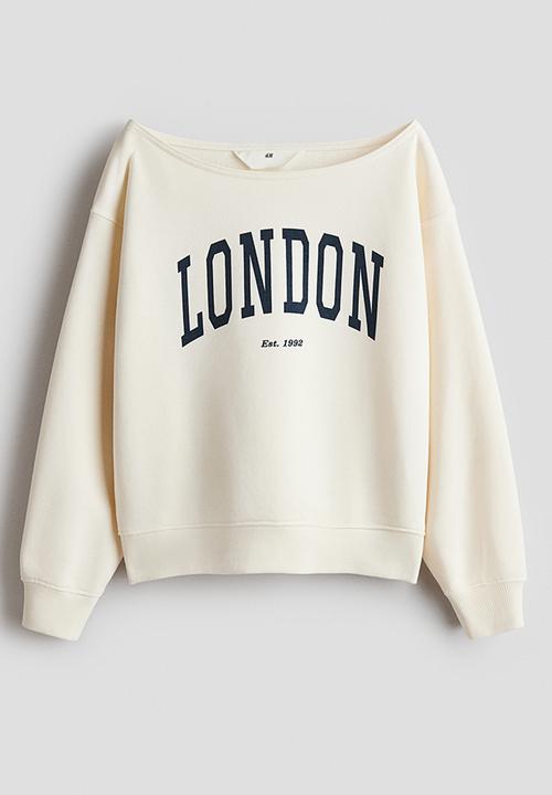 H&M - Oversized off-the-shoulder top - cream/london