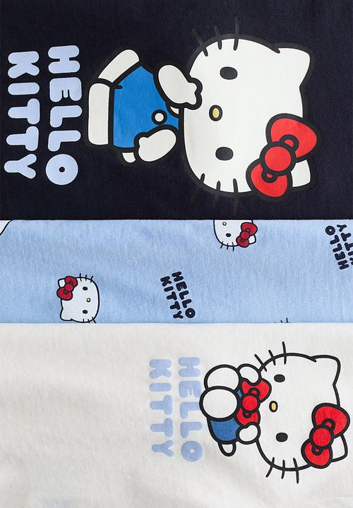H&M - 3-Pack printed jersey tops - navy blue/hello kitty