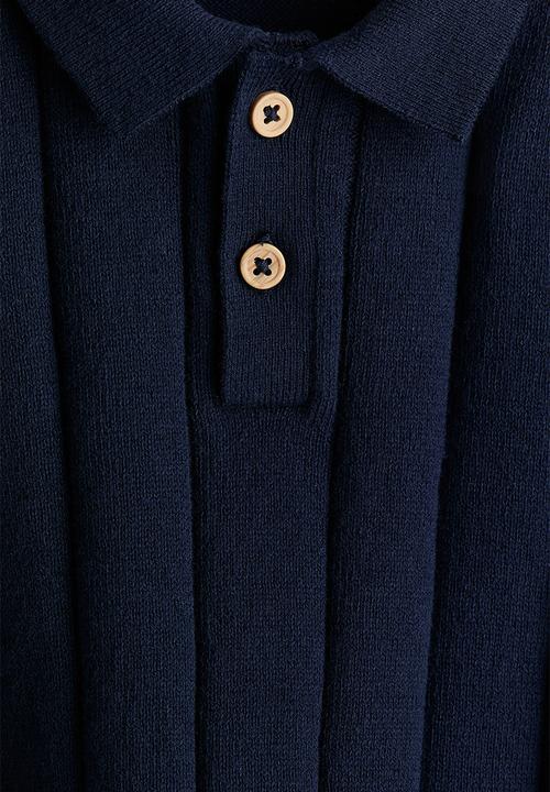 H&M - Knitted polo shirt - navy blue