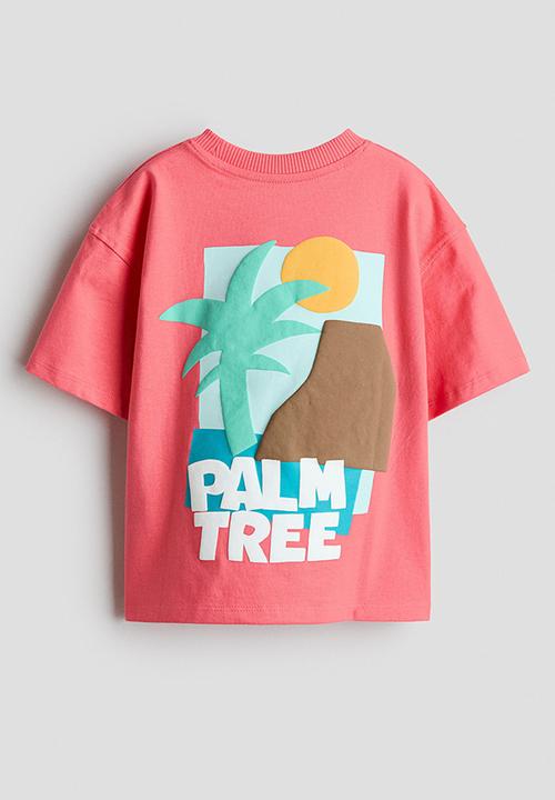 H&M - Printed T-shirt - pink/palm tree