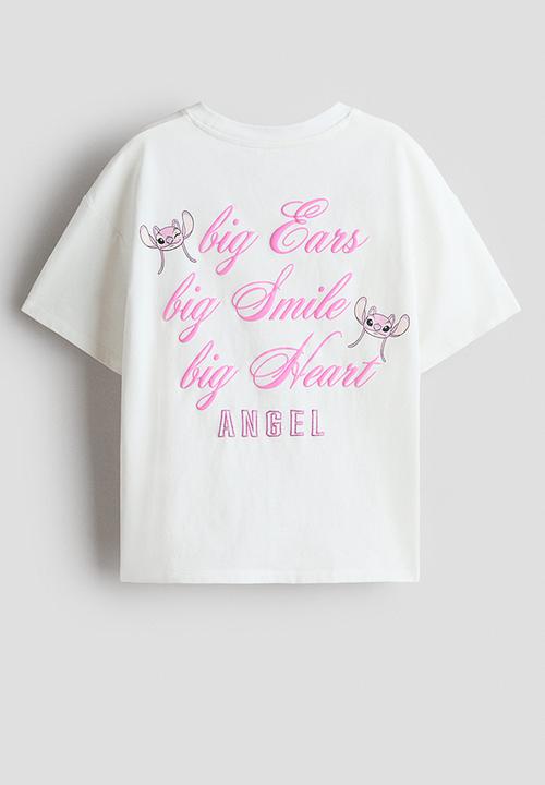 H&M - Printed cotton t-shirt - white/lilo & stitch