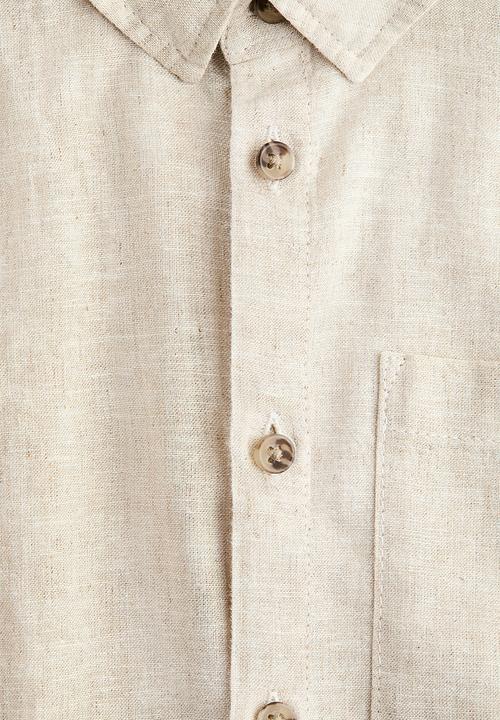 H&M - Short-sleeved linen-blend shirt - light beige