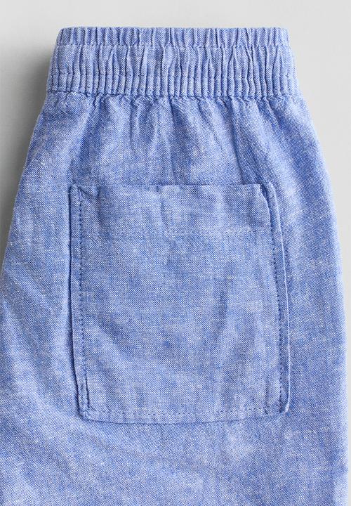H&M - Linen-blend drawstring shorts - blue