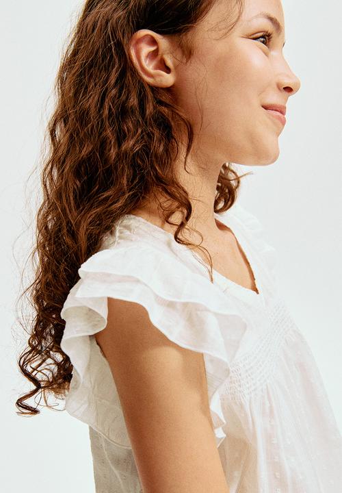 H&M - Flutter-sleeved blouse - white