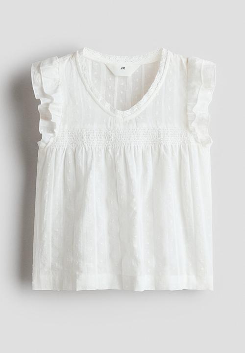 H&M - Flutter-sleeved blouse - white