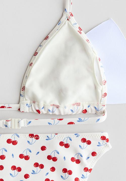 H&M - Triangle bikini - white/cherries