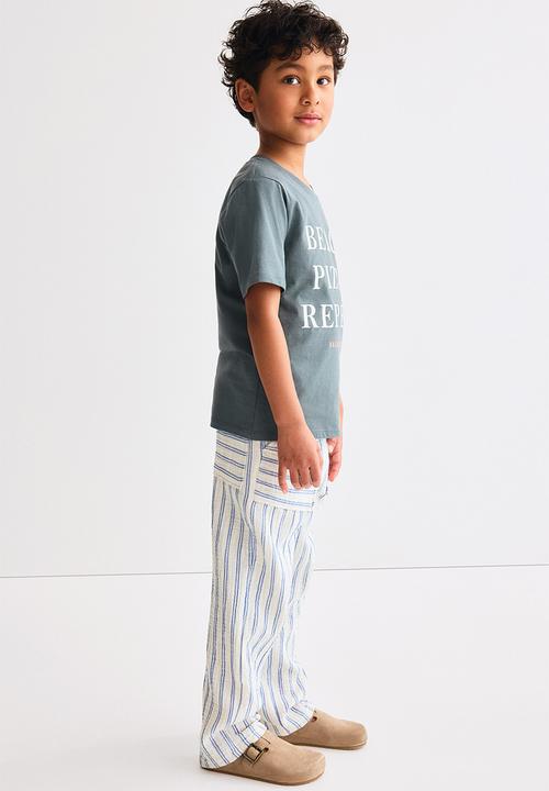 H&M - Muslin drawstring trousers - white/blue striped