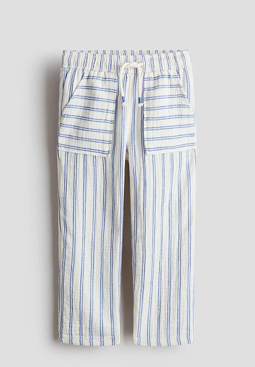 H&M - Muslin drawstring trousers - white/blue striped