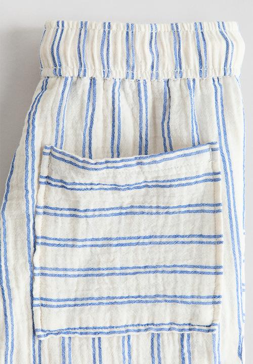 H&M - Muslin drawstring trousers - white/blue striped