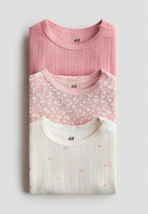 H&M - 3-Pack cotton bodysuits - pink/floral