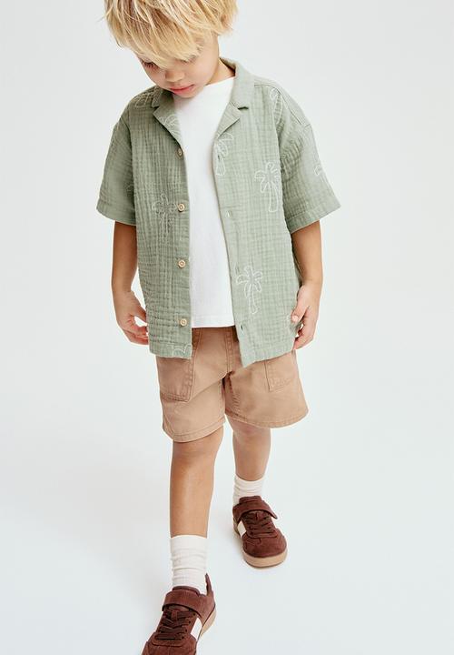H&M - 2-Pack canvas shorts - dark beige/dark khaki green