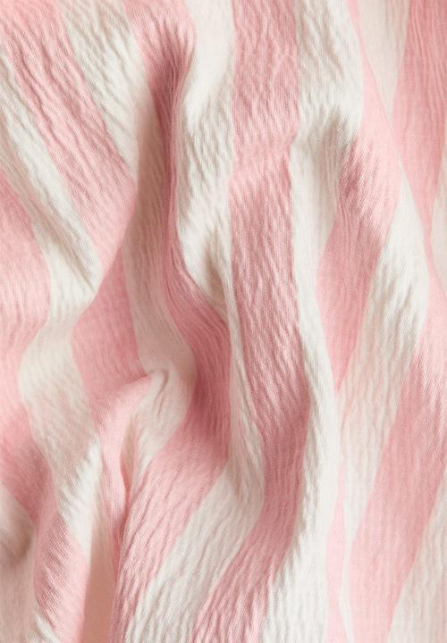 H&M - Flutter-sleeved cotton dress - light pink/striped