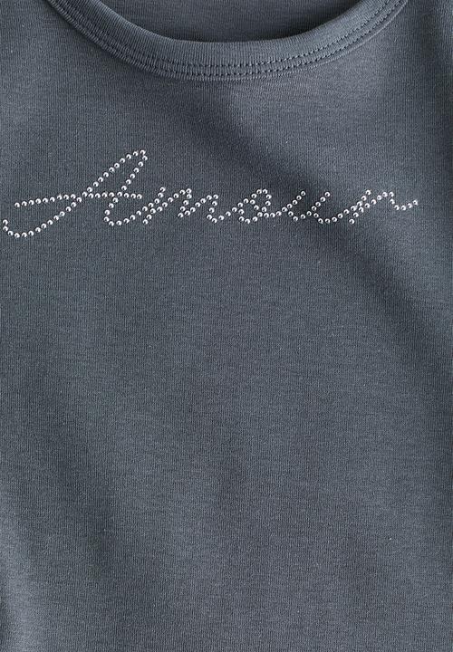 H&M - Embellished-motif t-shirt - dark grey marl/amour