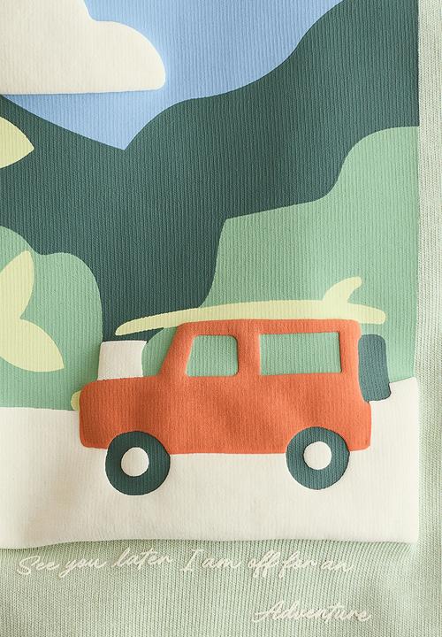 H&M - 2-piece cotton jersey set - light green/car
