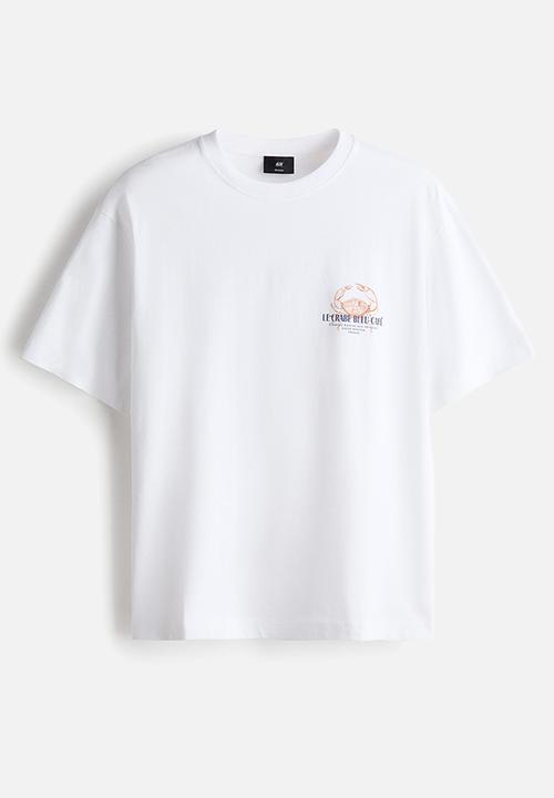 H&M - Loose fit printed t-shirt - white/crab