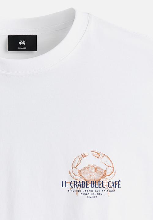 H&M - Loose fit printed t-shirt - white/crab