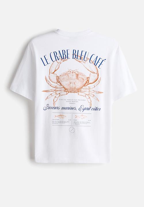 H&M - Loose fit printed t-shirt - white/crab