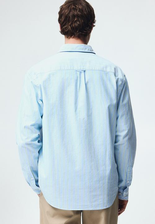 H&M - Regular fit oxford shirt - light blue/striped