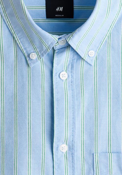 H&M - Regular fit oxford shirt - light blue/striped