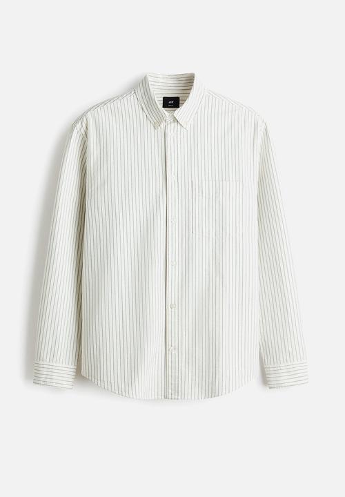 H&M - Regular fit oxford shirt - white/striped