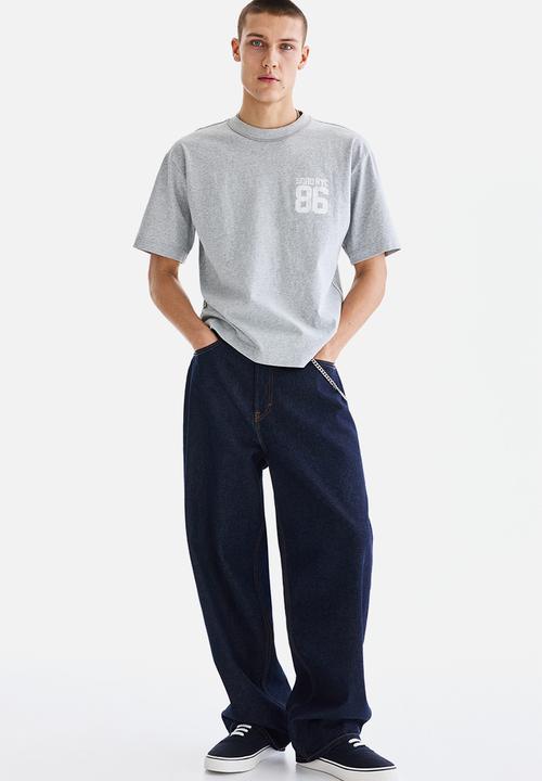 H&M - Loose fit printed t-shirt - light grey marl/soho nyc