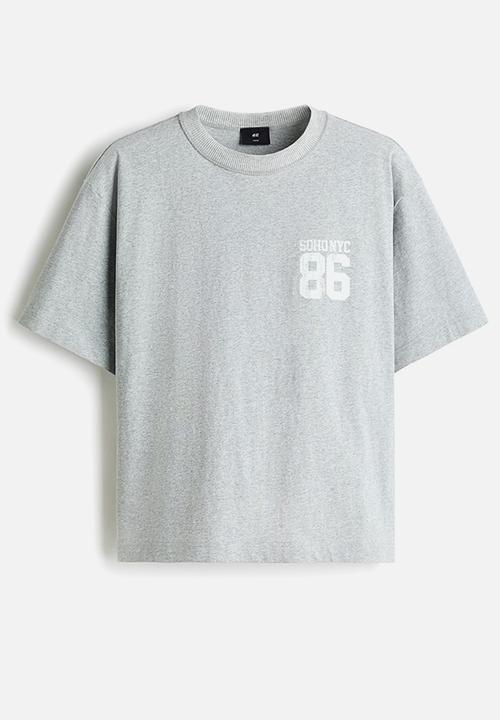 H&M - Loose fit printed t-shirt - light grey marl/soho nyc