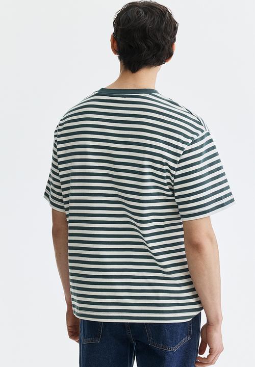 H&M - Relaxed fit t-shirt - teal/striped