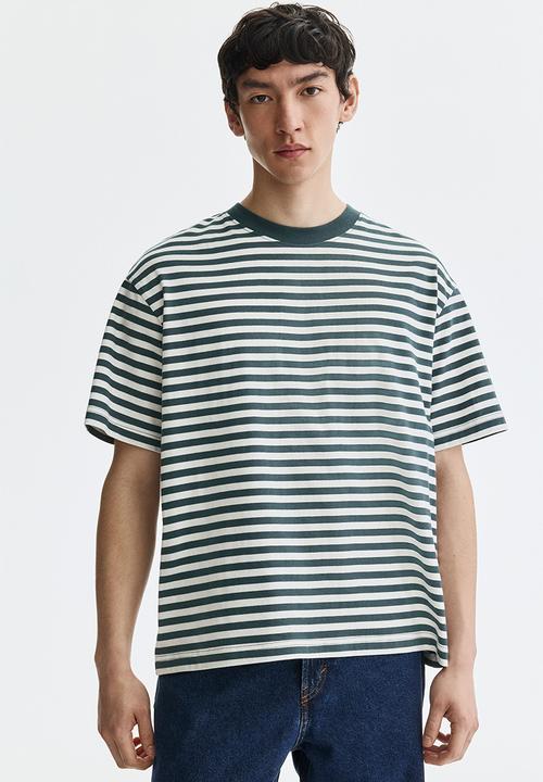 H&M - Relaxed fit t-shirt - teal/striped