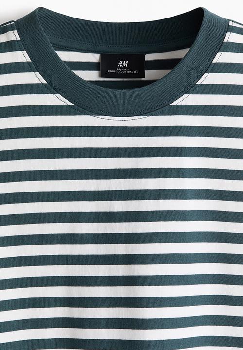 H&M - Relaxed fit t-shirt - teal/striped