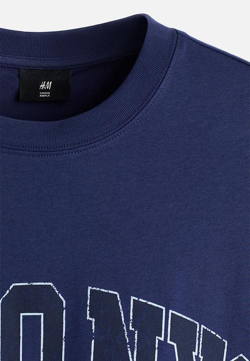 H&M - Loose fit printed t-shirt - dark blue/soho nyc