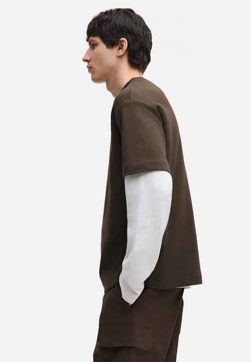 H&M - Loose fit interlock t-shirt - dark khaki green