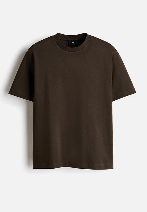 H&M - Loose fit interlock t-shirt - dark khaki green