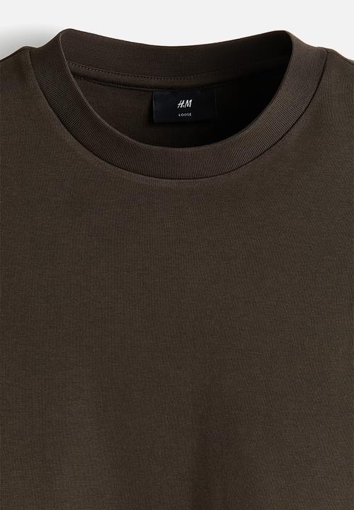 H&M - Loose fit interlock t-shirt - dark khaki green