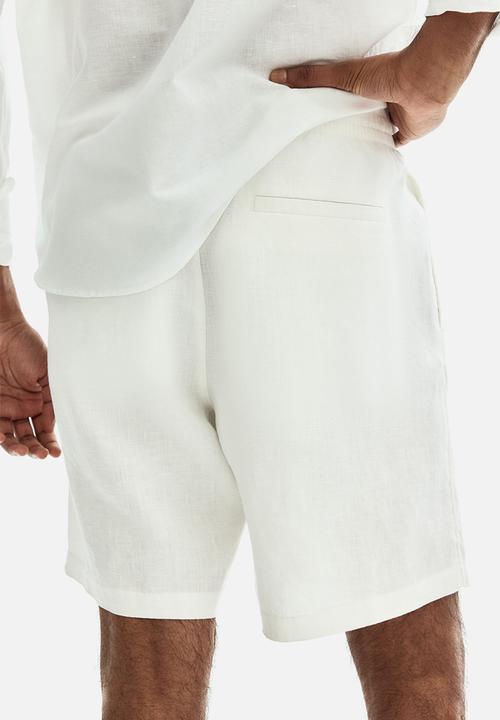 H&M - Relaxed fit linen shorts - white