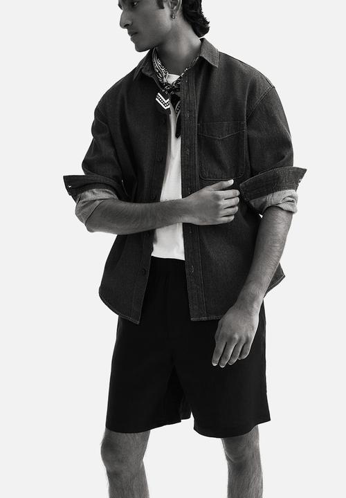 H&M - Relaxed fit linen shorts - black