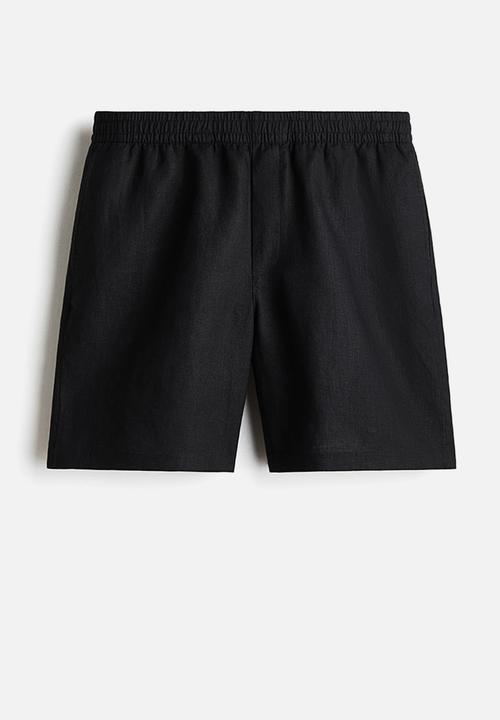 H&M - Relaxed fit linen shorts - black