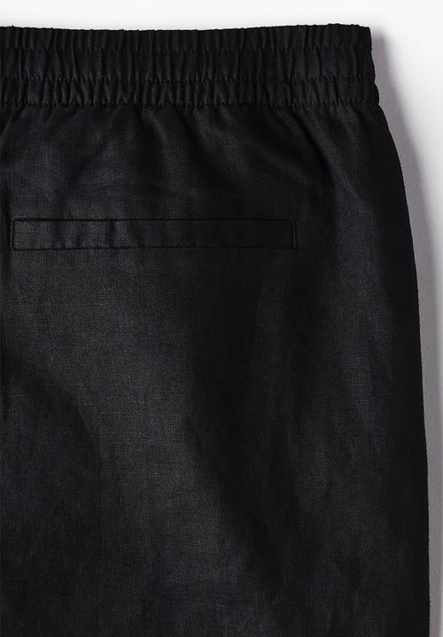 H&M - Relaxed fit linen shorts - black