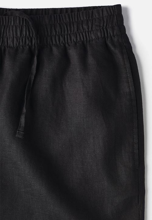 H&M - Relaxed fit linen shorts - black