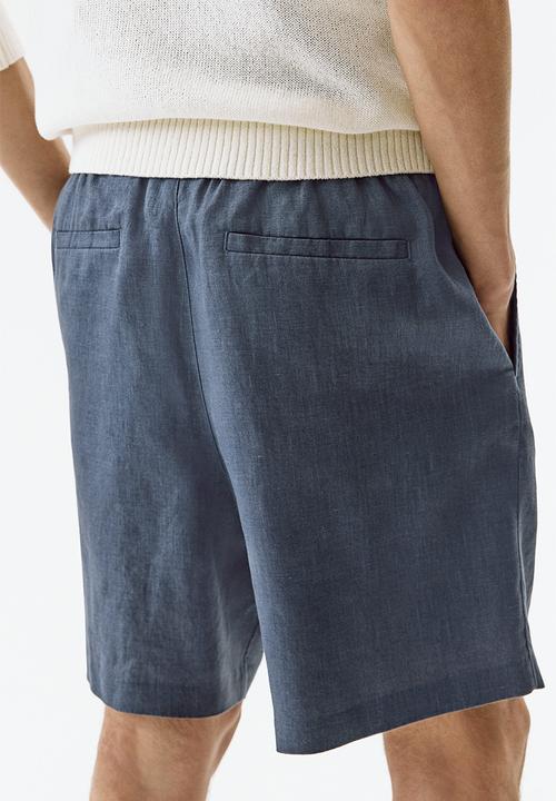 H&M - Relaxed fit linen shorts - dark dusty blue