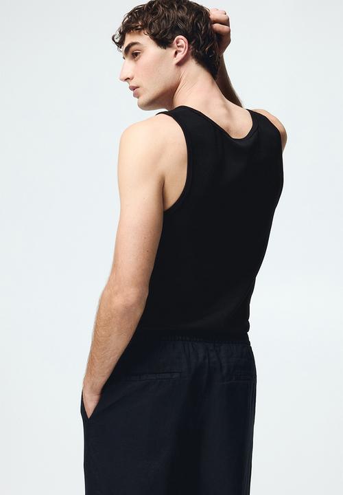 H&M - Slim fit ribbed vest top - black