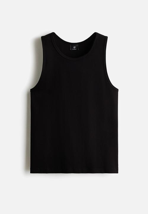 H&M - Slim fit ribbed vest top - black