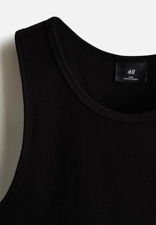 H&M - Slim fit ribbed vest top - black